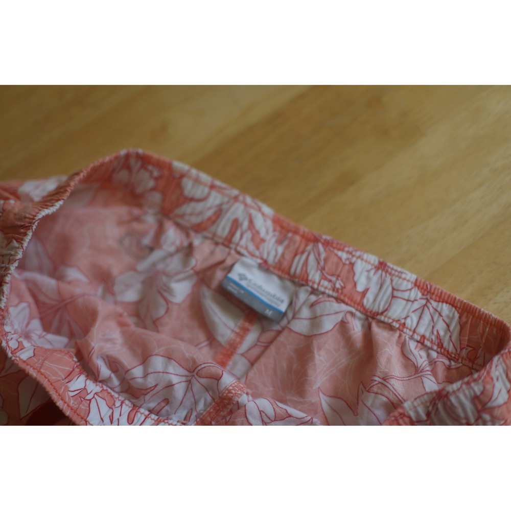 Columbia Womens Floral Board Shorts Coral Pink Hibiscus Swim Shorts Size M - Picture 2 of 6